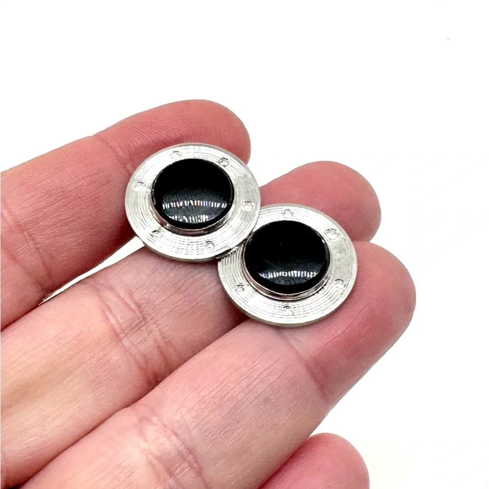 Sterling Silver and Black Onyx Cufflinks by Simmons Midcentury Modern Vintage